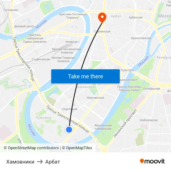 Хамовники to Арбат map