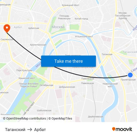 Таганский to Арбат map