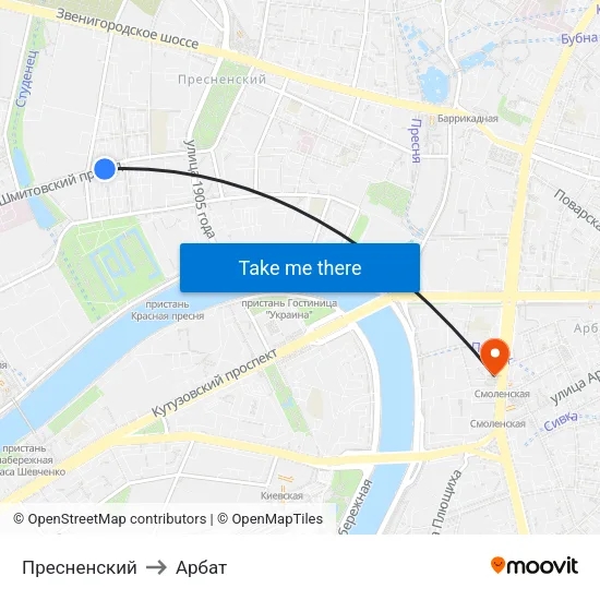 Пресненский to Арбат map