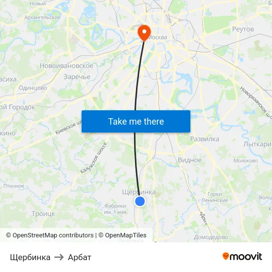 Щербинка to Арбат map