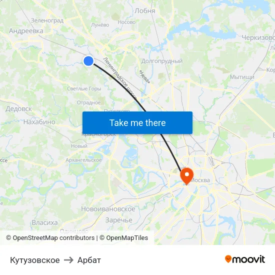 Кутузовское to Арбат map