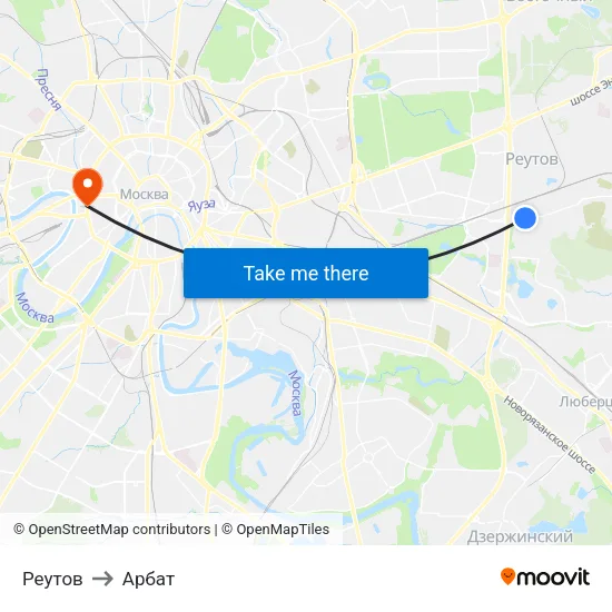 Реутов to Арбат map