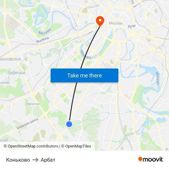Коньково to Арбат map