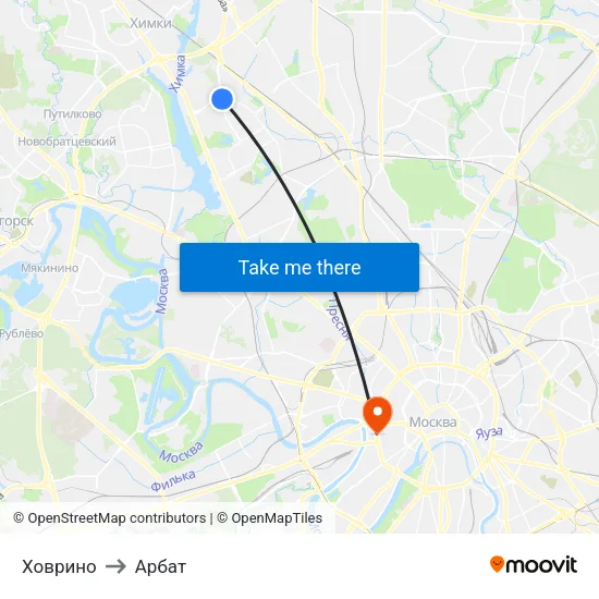 Ховрино to Арбат map