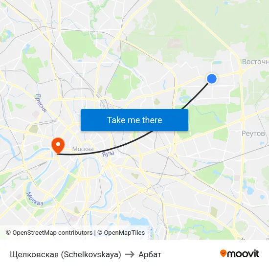 Щелковская (Schelkovskaya) to Арбат map