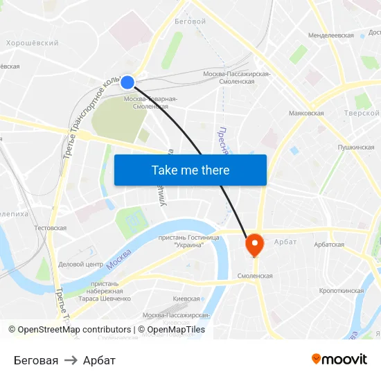 Беговая to Арбат map