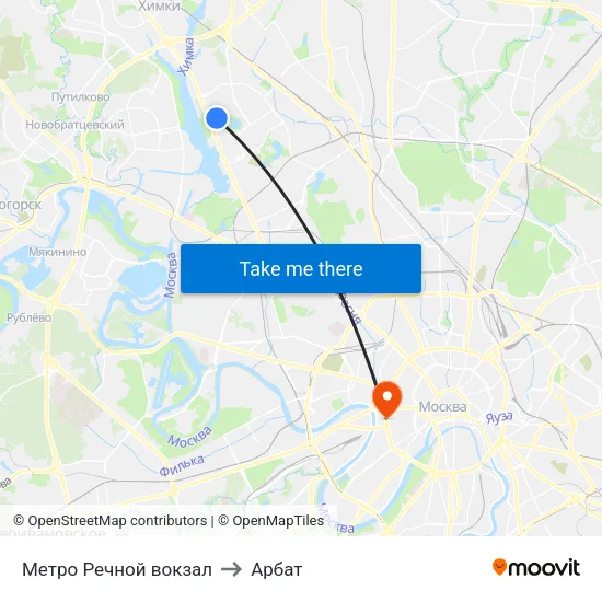 Метро Речной вокзал to Арбат map