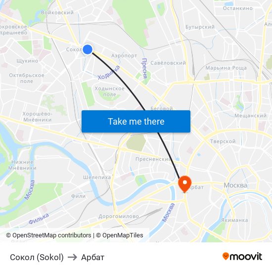 Сокол (Sokol) to Арбат map