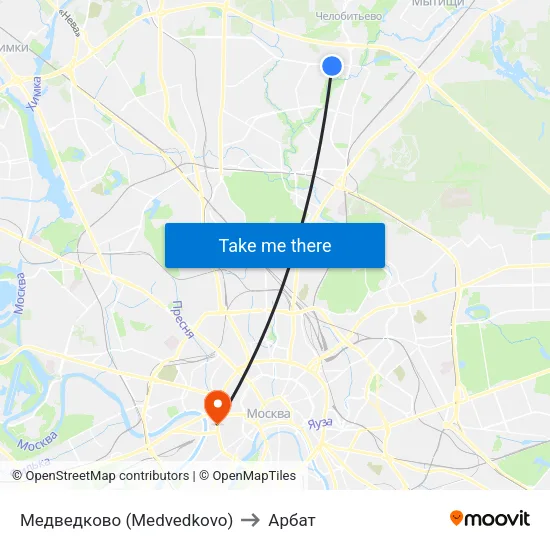Медведково (Medvedkovo) to Арбат map
