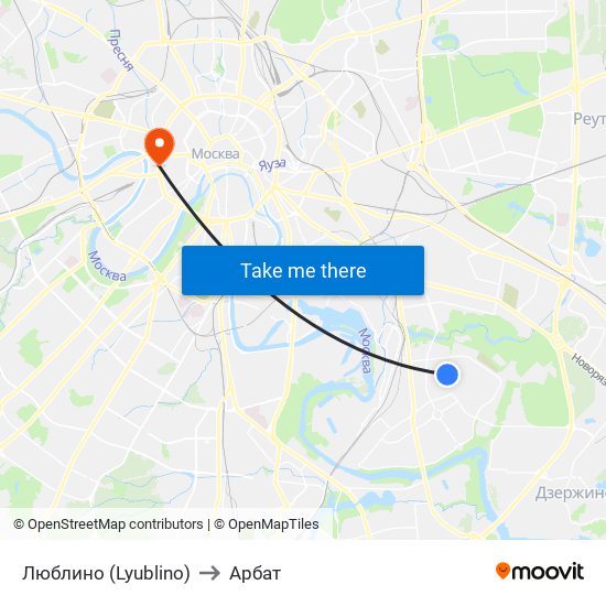 Люблино (Lyublino) to Арбат map