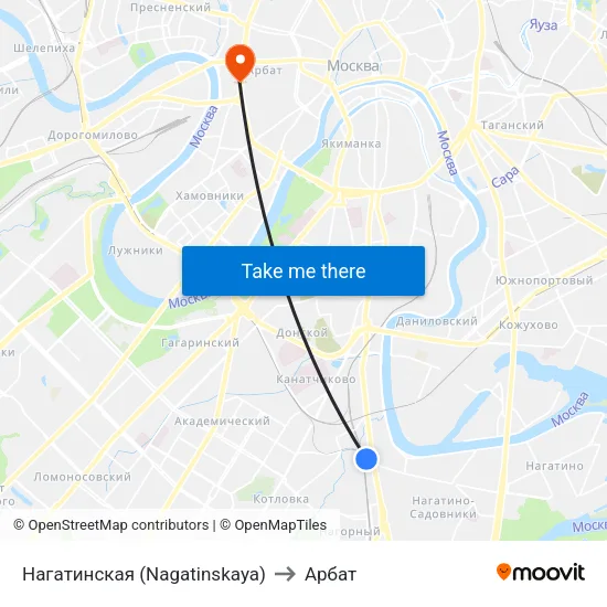 Нагатинская (Nagatinskaya) to Арбат map