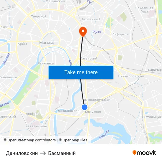 Даниловский to Басманный map