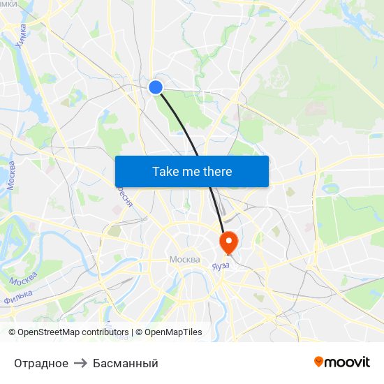 Отрадное to Басманный map