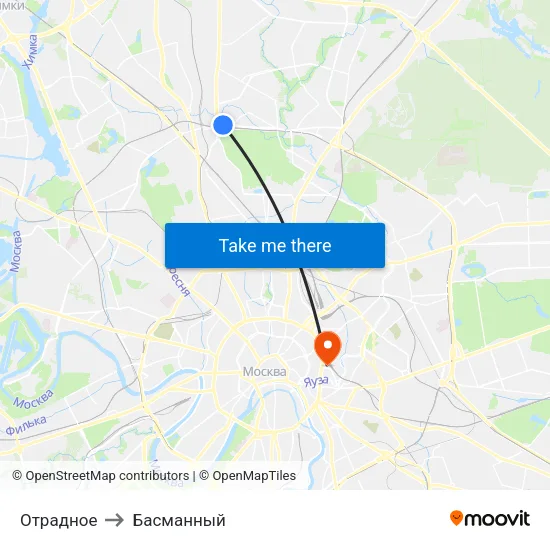 Отрадное to Басманный map