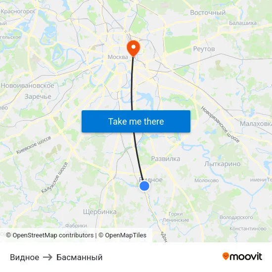Видное to Басманный map