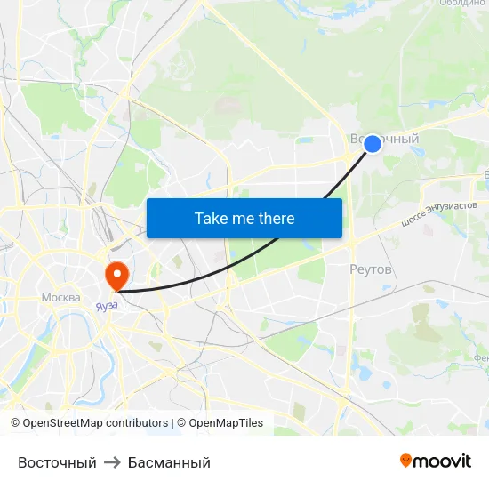 Восточный to Басманный map