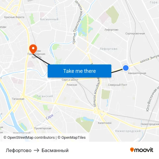 Лефортово to Басманный map