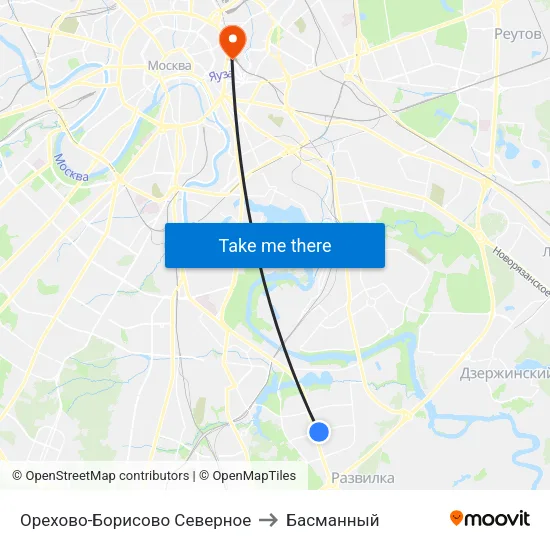 Орехово-Борисово Северное to Басманный map