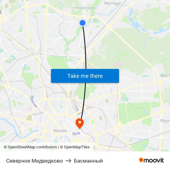 Северное Медведково to Басманный map