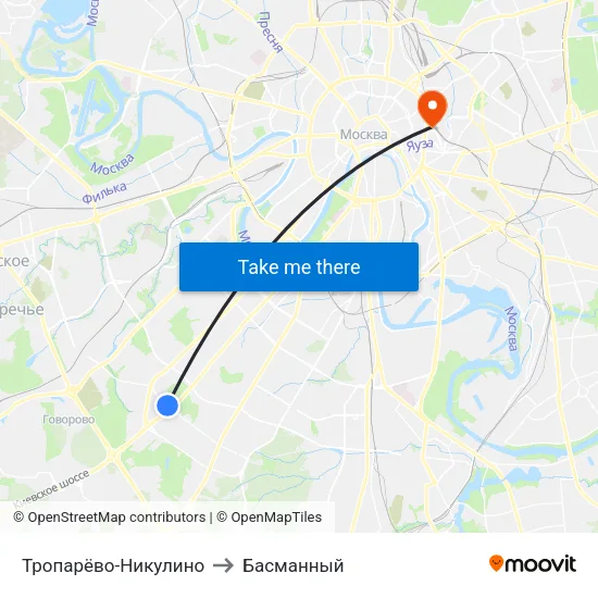 Тропарёво-Никулино to Басманный map
