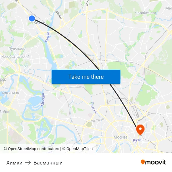 Химки to Басманный map