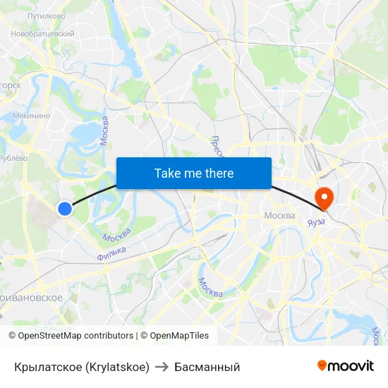 Крылатское (Krylatskoe) to Басманный map