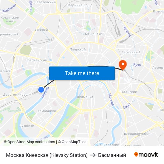 Москва Киевская (Kievsky Station) to Басманный map