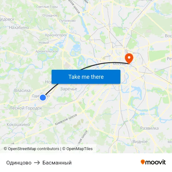 Одинцово to Басманный map
