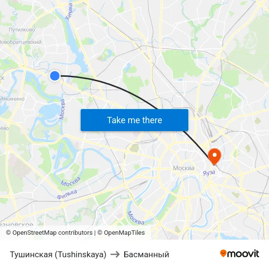 Тушинская (Tushinskaya) to Басманный map