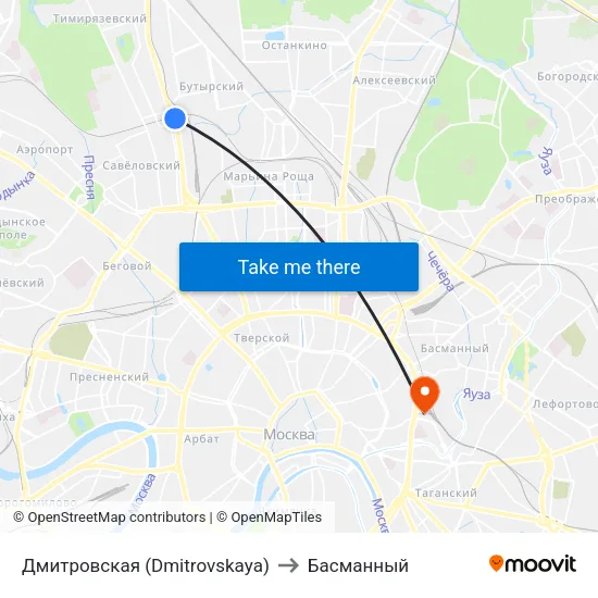 Дмитровская (Dmitrovskaya) to Басманный map