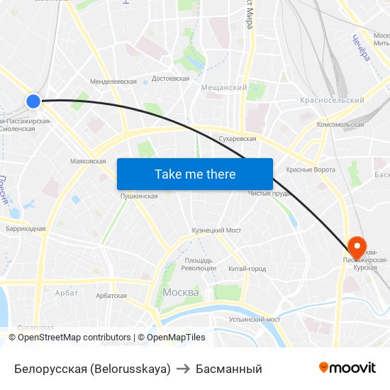 Белорусская (Belorusskaya) to Басманный map