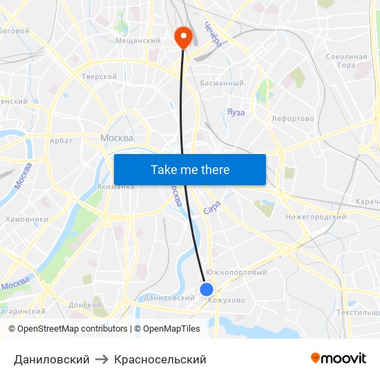 Даниловский to Красносельский map