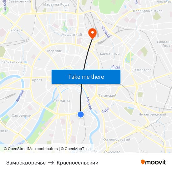 Замоскворечье to Красносельский map