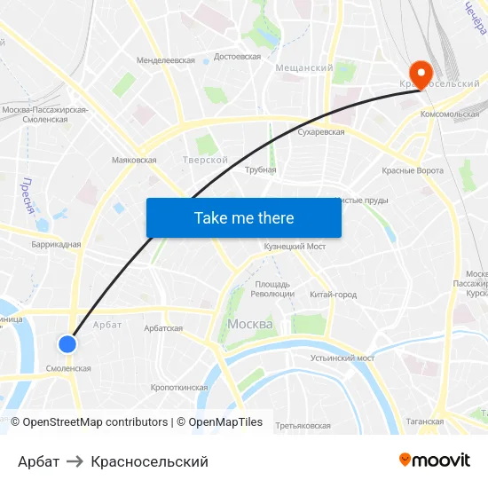 Арбат to Красносельский map