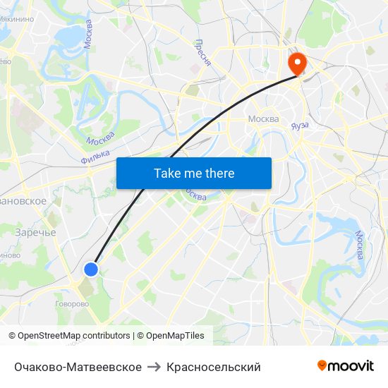 Очаково-Матвеевское to Красносельский map
