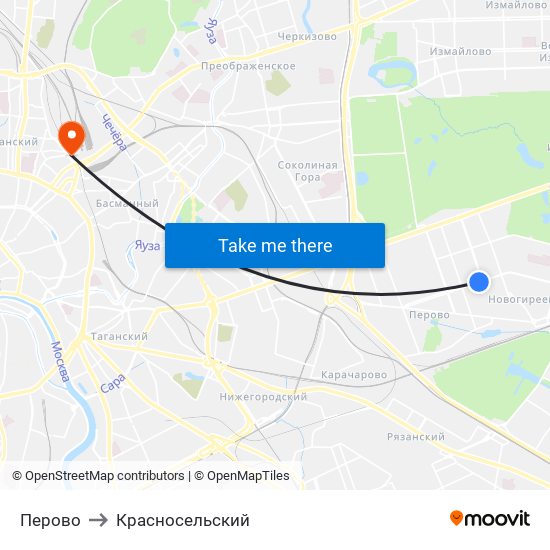 Перово to Красносельский map