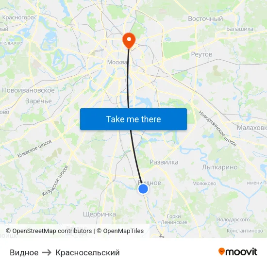 Видное to Красносельский map