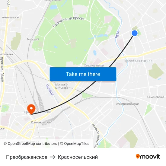 Преображенское to Красносельский map