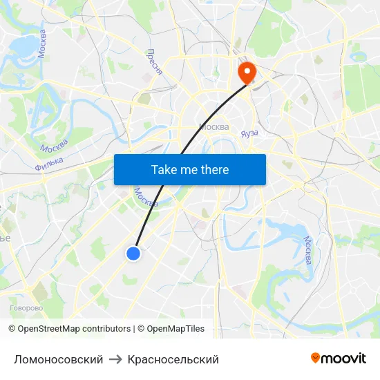 Ломоносовский to Красносельский map