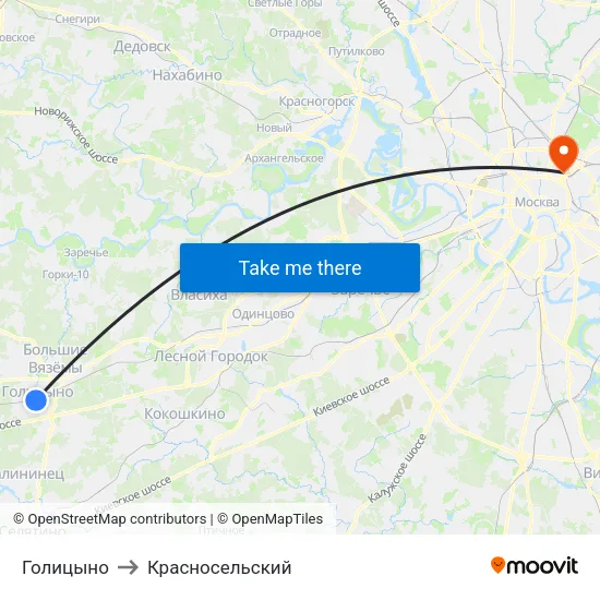Голицыно to Красносельский map