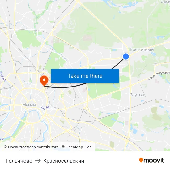 Гольяново to Красносельский map