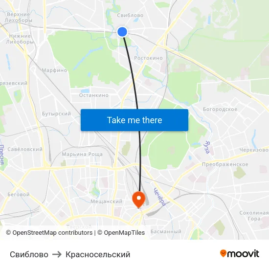 Свиблово to Красносельский map