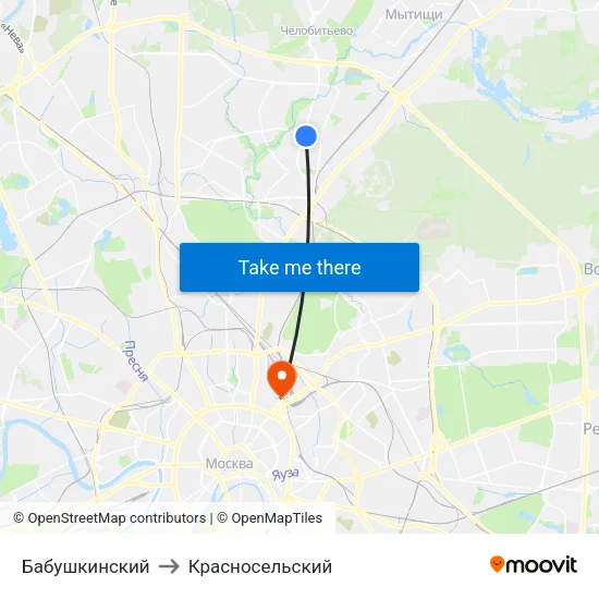 Бабушкинский to Красносельский map