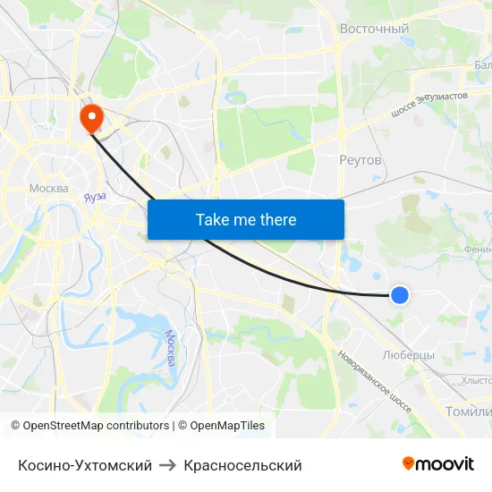 Косино-Ухтомский to Красносельский map