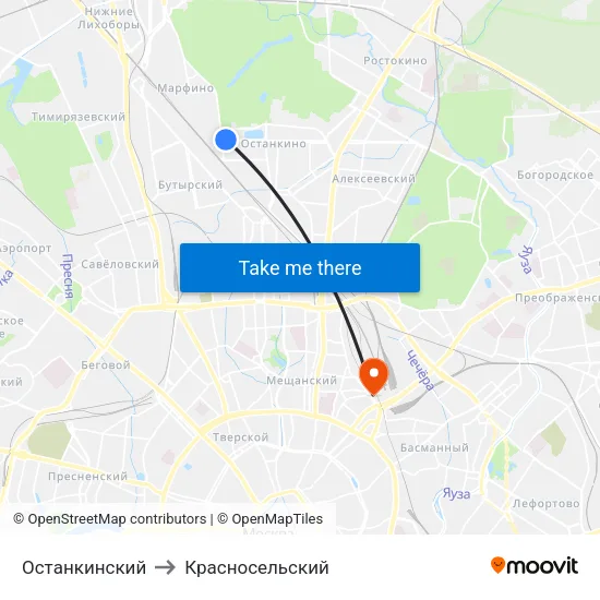 Останкинский to Красносельский map