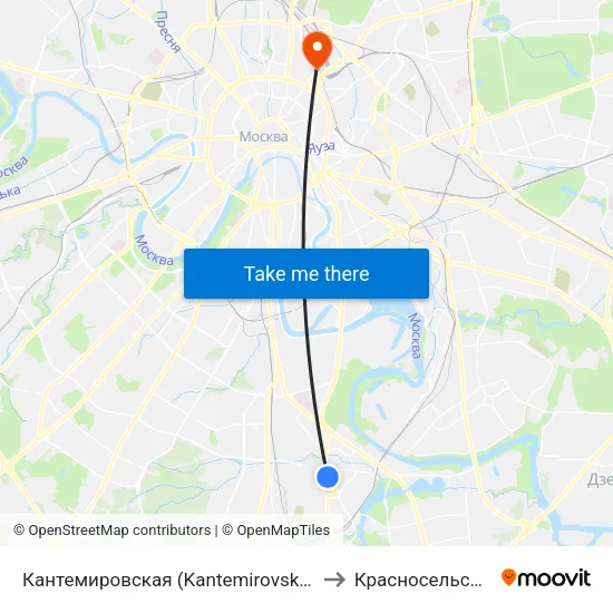 Кантемировская (Kantemirovskaya) to Красносельский map