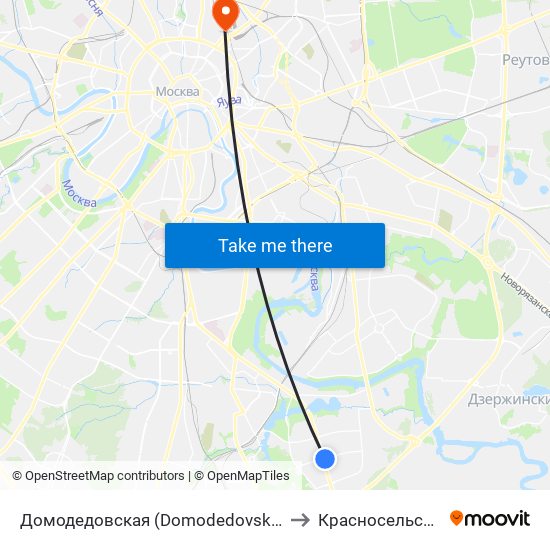 Домодедовская (Domodedovskaya) to Красносельский map