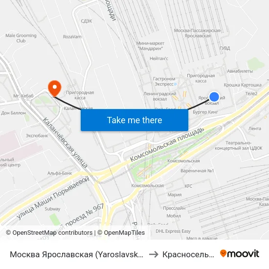 Москва Ярославская (Yaroslavsky Station) to Красносельский map