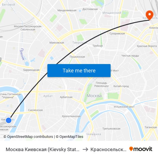 Москва Киевская (Kievsky Station) to Красносельский map