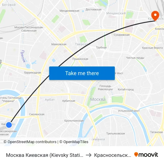 Москва Киевская (Kievsky Station) to Красносельский map